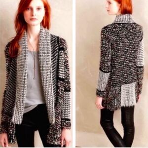 Anthro La Fee Verte Open Front Mixed Confetti Shawl Cardigan Sweater M